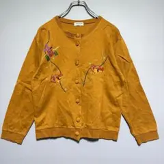 LAPITENE 美品　日本製　刺繍　カーディガン 長袖 キャメルブラウン