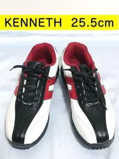 KENNETH スニーカー 25.5cm シューズ ホワイト ブラック レッド