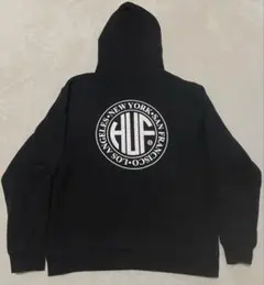 人気即完売品　HUF ハフ ビッグロゴ　コムドットゆうた着用モデル パーカー 黒