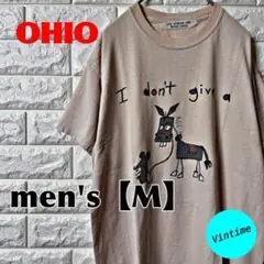 AH176【OHIO】プリントTシャツ【メンズM】ベージュ