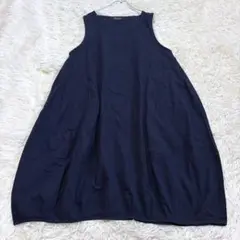 n6819 ノースリーブバルーンワンピース M-L ミモレ丈 コットン100%