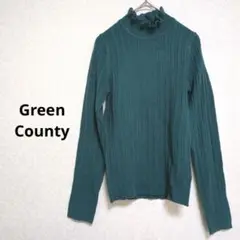 Green County リブメロウニット ハイネック 長袖 グリーン 【M】