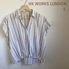 HK WORKS LONDON ストライプ 半袖シャツ L