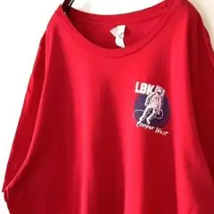 キャンバス 宇宙飛行士 LBK ロケット Tシャツ 2XL レッド 赤 古着