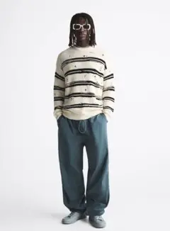 ZARA ザラ リプストライプセーター ダメージ加工 新品未使用