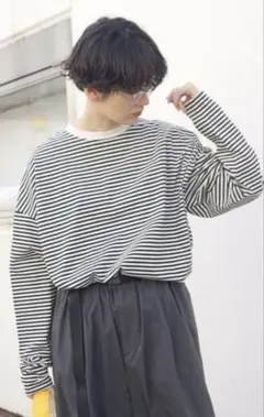 journal standard luxe ボーダーbigプル グレー