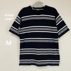 BEAMS HEART M ブラックストライプ Tシャツ