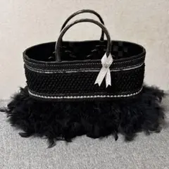 【美品】Fuang fa ファンファ カゴバッグ羽つき