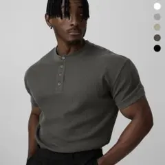 ヘンリーネックTシャツ　チャコール