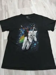 MARVEL マーベル デッドプール 猫 Tシャツ 黒色 Mサイズ 古着
