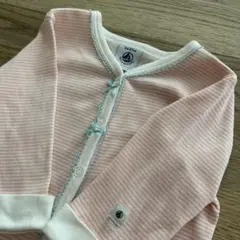 (67cm) PETIT BATEAU 長袖 ロンパース ピンク ミラレ