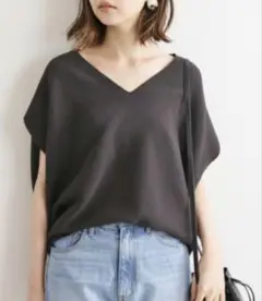 美品! IENA イエナ コットンストレッチ コクーンVネックプルオーバー