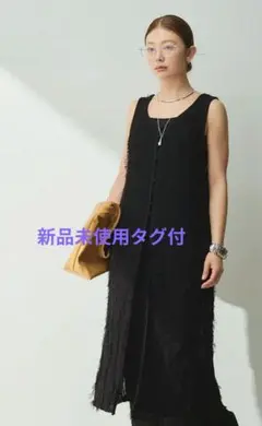 フリンジジャガードジレワンピース ブラック エシカ