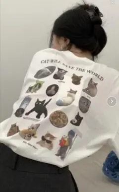 【MANGROVE】オーバーサイズキャットグラフィックＴシャツ