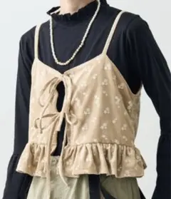 FREAKS STORE ベロアフラワービスチェ ベージュ