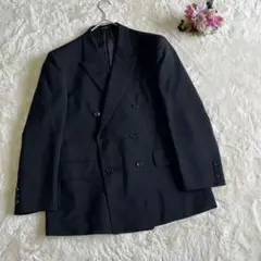a1840【フォーマルスーツ】ウール ジャケット ブラックダブルブレストスーツ