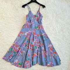 美品✨デレクラム✨シルク100 ワンピース キャミ フレア 花柄