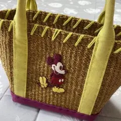 未使用☆ディズニーストア ミッキーかごバッグ 和風デザイン巾着 トートバッグ 未使用☆ディズニーストア ミッキーかごバッグ 和風デザイン巾着