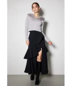 美品✨ ダブルフリルスリットスコートショートパンツ ブラック 黒 rienda ダブルフリルスリットスコートショートパンツ ブラック