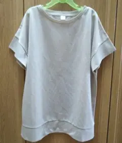 ベージュ ラメ入り半袖 Tシャツ