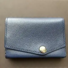 アブラサス　ネイビー レザー 三つ折り財布