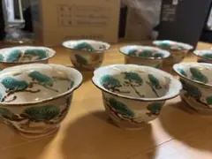 乾山写雪松向付け　8客