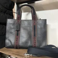 COACH ブラック レザートートバッグ　2way