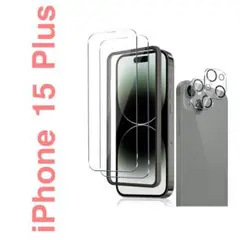 【iPhone 15 Plus】ガラスフィルム2枚+カメラフィルム2枚