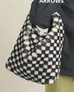 ■美品■ BY フェイクファー チェッカーショルダーバッグ -2WAY- ∴
