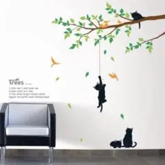 ウォールステッカー 猫と木 0043 ウォールシール インテリアステッカー