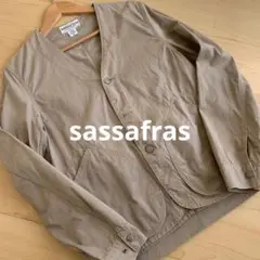 sassafras ノーカラー ワークジャケット 洗濯済