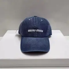 miumiu デニムキャップ ブルー