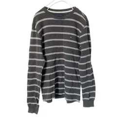【美品】トミーヒルフィガー ストライプ長袖カットソー メンズ コットン XS