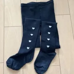 キッズ用黒ハート柄タイツ　140