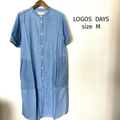 logos半袖デニムワンピース