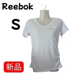 【未使用】Reebok 白 半袖 Vネック スポーツウェア 半袖 Tシャツ S