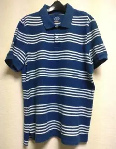 海外古着　stjohn'sbay 青と白のボーダー ポロシャツ