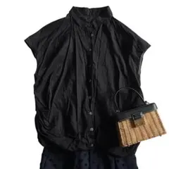 美品 ジャーナルスタンダード ローン タック 襟付き シャツ 黒