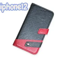残１⭐️新品⭐️iPhone 12 合成皮革ケース 【黒/赤】
