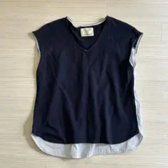 BARNYARDSTORM ネイビー ドッキングシャツ　Vネック ノースリーブS