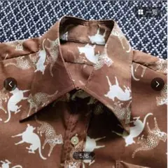 70s ビンテージ 長袖 シャツ ポリシャツ ブラウン　美品　メンズ 長袖シャツ