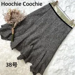 極美品✨【フーチークーチー】ヘリンボーン フレアスカート 総柄 黒白 38号
