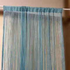 水色 フリンジ のれん