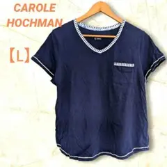 CAROLE HOCHMAN　Tシャツ　【L】半袖　ネイビー　Vネック