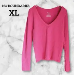 NO BOUNDARIES 【XL】ピンク 長袖Tシャツ カットソー