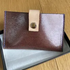 ブラウンレザー スナップボタン カードケース