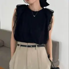 レマージュ チュールバルーンTシャツ ブラック