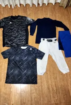 少年野球セット パパ迷彩&幾何学柄練習着+子供パンツベルト