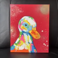 ⭐️新作⭐️ アヒル　絵画　原画　現代アート　キャンバス　アクリル画　動物アート