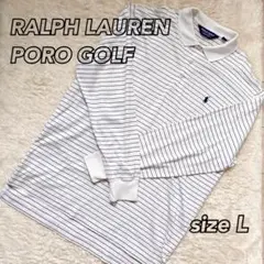 POLOGOLF/ポロゴルフ ラルフローレン　長袖ポロシャツ　ボーダー ホワイト